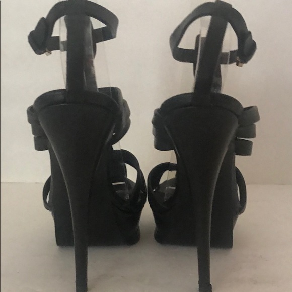 YSL Tribute Cage Sandal Black Leather 38 1/2 - Picture 4 of 7